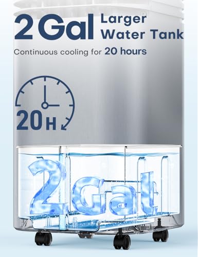 Image of 4-IN-1 Portable Air Conditioners, Evaporative Air Cooler w /4 Modes & 3 Speeds, 15H Timer for Smart Auto-off, 2-Gal Tank for 20H Cooling,17FT Remote,No Hose Needed - Metallic