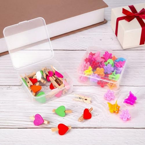 Image of 24 Packs Small Clear Plastic Beads Storage Containers Box with Hinged Lid for Storage of Small Items, Crafts, Jewelry, Hardware(3.3 x 3.3 x 1.2 Inches)