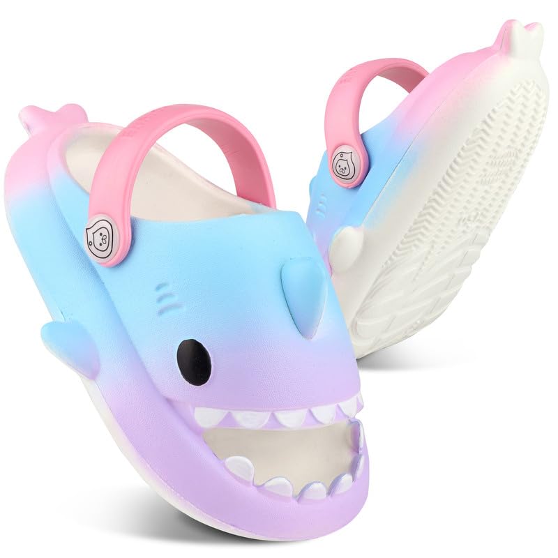 EDOSIR Kids Shark Slides丨Pillow Shower Sandals Quick Dry Slippers丨Toddler Boys Girls Comfy Cloud Slides丨Summer Non-Slip Thick Sole Beach Pool shoes