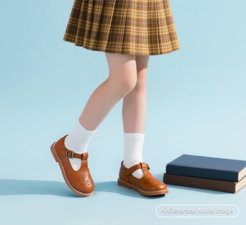 Image of PHIRAMIN Toddler Girl Mary Jane Student Oxford Shoes-Little Girl School Uniform Shoes for Wedding Party