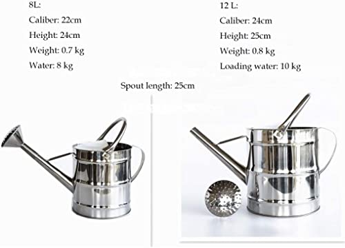 Arrosoir en acier inoxydable 8 L/12 L en acier galvanisé avec revêtement antirouille pour jardin et plantes vertes