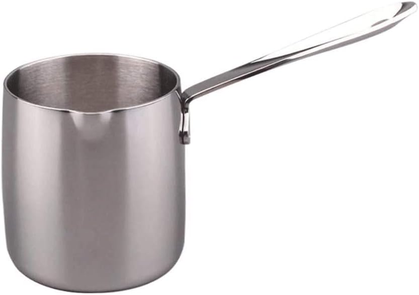 Butter Coffee Milk Warmer Mini Melting Pot with Spout 18/10 Tri-Ply Stainless Steel (12oz/370ml)