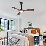 RnRolo 42 Inch Ceiling Fan with Light and Remote & APP Control, 3 Color Temperature Dimmable, Reversible DC Motor, 6 Speeds, Ceiling Fans with Lights for Farmhouse Bedroom Living Room Patio Porch