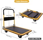 RedSwing Push Cart Dolly,Platform Hand Truck with 360 Degree Wheels, Easy to Storage and Portable, 660lbs Weight Capacity,Yellow