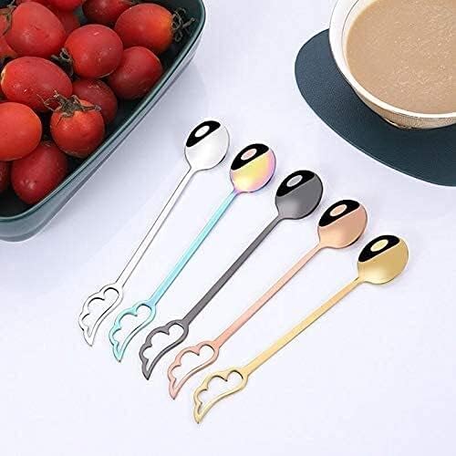 Spoon Set Tableware Spoon for Home Restaurant, Plating Stainless Steel Coffee Spoon Korean Ice Cream Scoop (2pcs Silver)