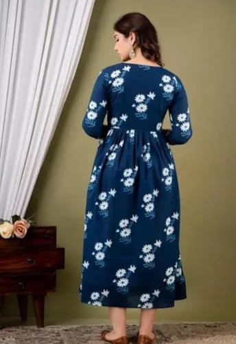 Image of SHAIFALI Fashions Women's Cotton Floral Printed Maternity Feeding Dress Kurti with Zipper