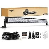 Auxbeam 42 Inch LED Light Bar, 240W Offroad Driving Curved Lights with 5D Reflectors, 24000LM Spot Flood Combo Beam Off Road Fog Light with DT Wiring Harness Kit for Jeep Pickup Trucks SUV ATV UTV