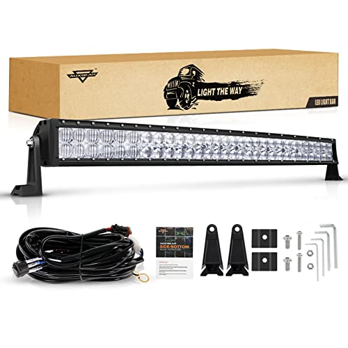 Auxbeam 42 Inch LED Light Bar, 240W Offroad Driving Curved Lights with 5D Reflectors, 24000LM Spot Flood Combo Beam Off Road Fog Light with DT Wiring Harness Kit for Jeep Pickup Trucks SUV A