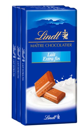 Lindt & Sprüngli Lot de 3 Tablettes MAÎTRE CHOCOLATIER - Chocolat au Lait Extra-fin, 3x100g Cover