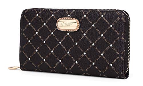 BRANGIO Italy Women Monogram Satchel–Elegant Designer Handbag w/Heart Charm&Adjustable Shoulder