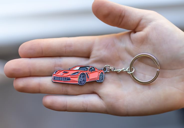 Image of C7 Corvette, Sweet Corvette key chain, C7 Vette accessories, Vette keychain, Metal Material, Corvette gifts