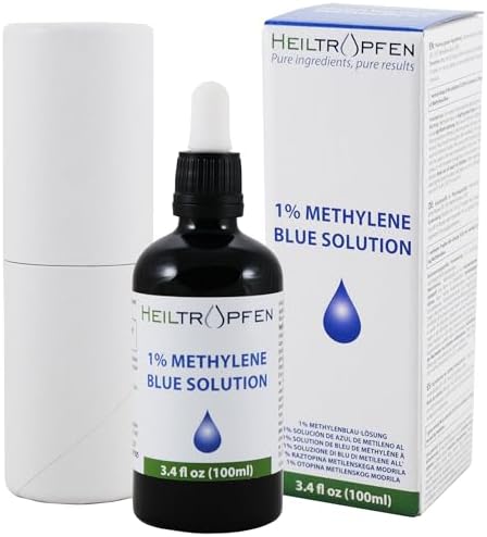 Methylene Blue 1% Solution 3.4 Fl Oz - 100 ml | Ultra High Purity | USP Pharma Grade Ingredients - Third-Party Tested | Formaldehyde Free | Glass Bottle | Heiltropfen®