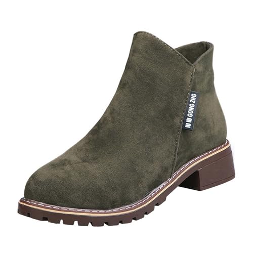 Generisch 2025 Botas cortas para mujer con tacón de bloque, cremallera lateral, estilo casual, cómodo, de fácil colocación, para invierno, moda, zapato de enfermera, zapatillas casuales para mujer