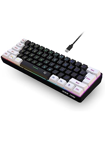 ROCK POW 60% Wired Gaming Keyboard, Small RGB Backlit Membra...