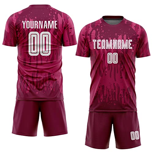 Generic Custom Soccer Jerseys for Men Women Youth Kids, Crimson Personalized Soccer Jersey Printed Name Number Logo Mens Clothing