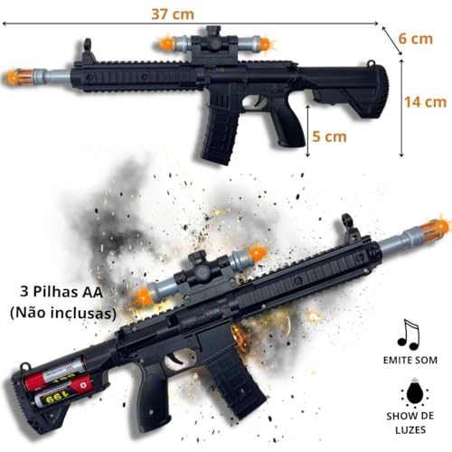 Europio - Arma De Brinquedo Som E Luz Led Movimento Fuzil M4 Arminha