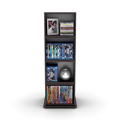Atlantic 4 Tier Rotating Cube Espresso & Drawbridge Media Storage Cabinet - Organize Optical Media, Up To 240 Cd, Or 108 Dvd, Or 132 Bd/Video Games, Adjustable Shelves, Pn 37935726 In Black #TOP2