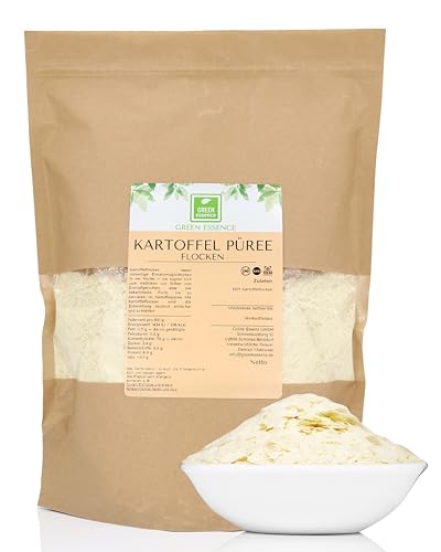 Kartoffelpüree aus hochwertigen Kartoffelflocken 500g - Ganz ohne Zusatzstoffe, für Menschen, 100% Natürlich, Vegan - leichte leckere Flocken Ideal zum Backen und für Suppen von Green Essence