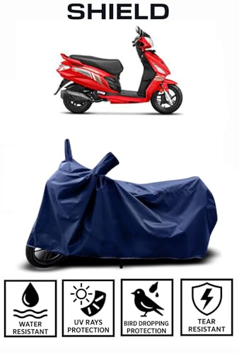 Image of Shield Heavy Duty Scooty Cover for Hero Maestro Edge 125 | All-Season, Tear-Proof Fabric | with Side Mirror Pocket & Buckle Belt | Hero Maestro Edge 125 Scooty Cover (Blue)