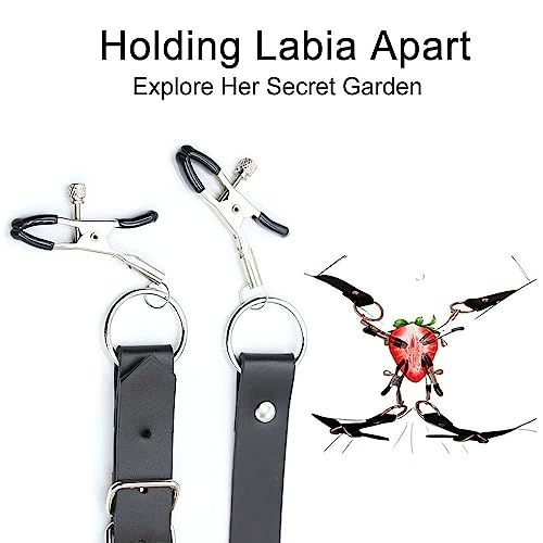 Image of Labia Spreader Straps Clip Nipple Clitoris Clamps BDSM Bondage Restraint Kit Vagina Peeping Stimulator Pussy Massage Exotic Sex Toys for Adult Games Women Female