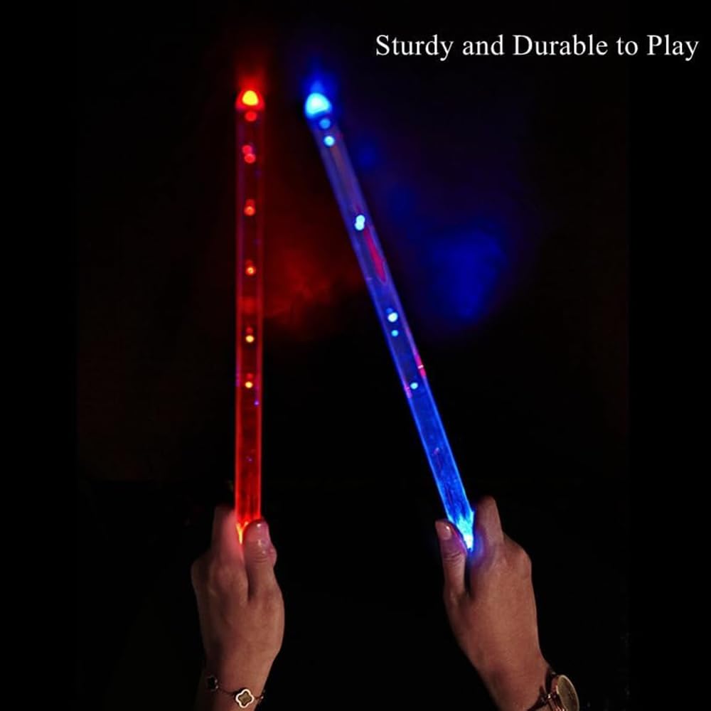 Baguettes De Batterie Lumineuses Vhffoso - Lot De 2 Avec 15 Couleurs LED Et Sac De Transport