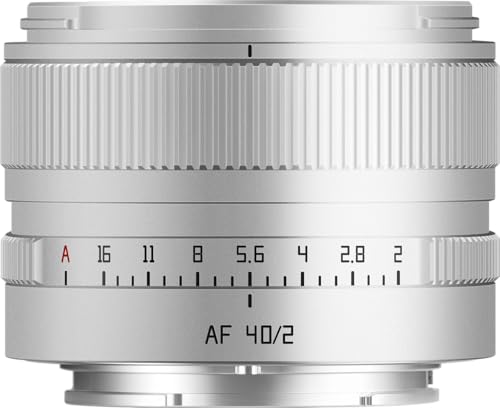 TTARTISAN AF 40mm F2 �t���T�C�Y�Ή� �����Y �I�[�g�t�H�[�J�X �R���p�N�g �y�� �J�����p�����Y ��AF�Ή� �X���� �Õ��ʐ^ ���|�[�g���[�g�B�e�ɍœK �V���o�[ (E�}�E���g)