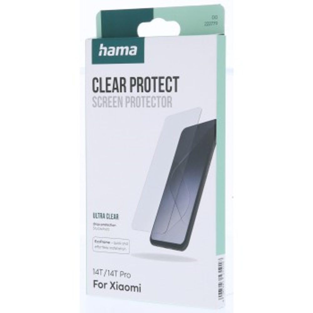 Hama - Cristal de protección transparente para Xiaomi 14T/14T Pro, ayuda de colocación