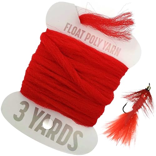 CREATIVE ANGLER Float Poly Yarn - Professional Synthetic Fly Tying Material - Lightweight & Moisture-Resistant - Perfect for Dry Flies & Strike Indicators (3 Yards) - Red