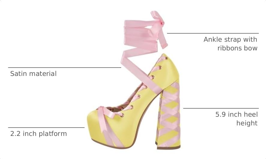 Image of Platform Heels Chunky Bow Ribbon Pumps