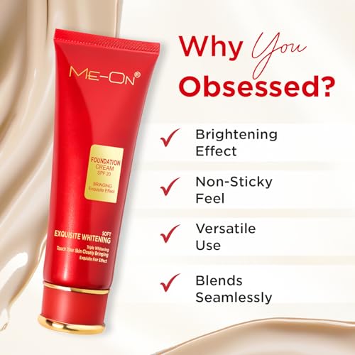 Image of ME-ON Exquisite Whitening Foundation Cream | Lightweight Formula | Natural Finish | Seamless Blend | All-Day Wear | Brightens Skin Tone (03-Natural Beige, 80 gm)
