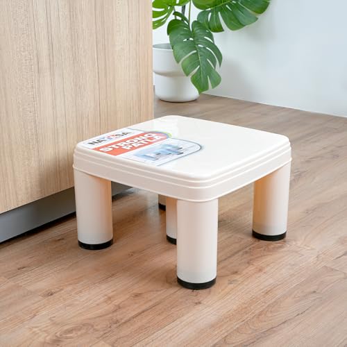 Image of Nayasa Strong Stool | Durable Plastic Stool | Ideal for Office Use, Kitchen and Bathroom Use, Shops and, Hospital Use, Plastic Stool for Home Use | Cream