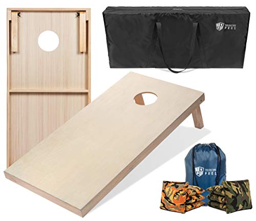 Tailgating Pros Cornhole Boards - 4'x2' & 3'x2' Cornhole Game w/Carrying Case & Set of 8 Corn Hole Bags - 150+ Color Combos! Optional LED Lights
