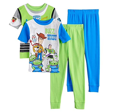 Disney Boys Toy Story 4-Piece Cotton Pajama Set (Buzz Woody & Gang, 4)