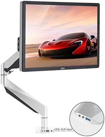 Zolion Full Motion Heavy Duty Swivel Lcd Arm Gas Spring VESA Monitor Mount Arm Height Adjustable Desk Mounts for 17"-34" Computer Monitor LED TV LCD TV stand TV Brackets Universal TV VESA Monitor Stand Support: Weighting 19.8-44 lbs , Front-Loading Ports for Audio, Mic & USB 3.0