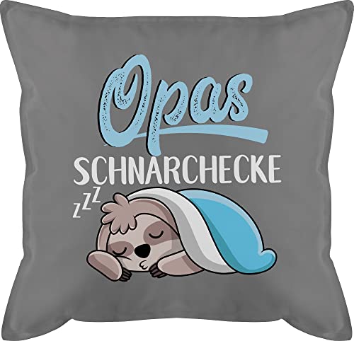Deko Kissen Opa Geschenk - Opas Schnarchecke mit Faultier - weiß - 50 x 50 cm - Grau - dekokissen grau mit füllung - GURLI Kissen mit Füllung - Zierkissen Dekokissen als Sofakissen Couch & Cover