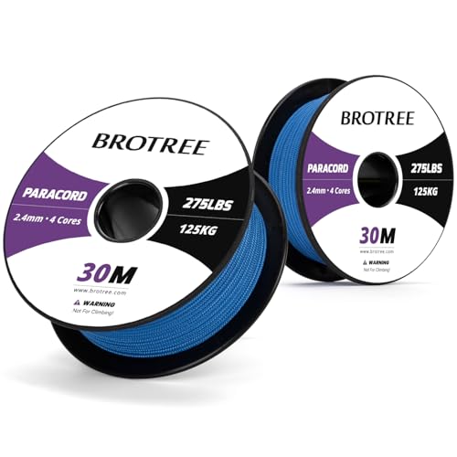 Brotree 275 Paracord 2.4mm Tactical Cord 30M Nylon Rope 4 Strands Parachute Cord for Outdoor Craft, DIY