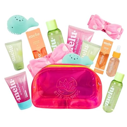 Kit Skincare Melu Adolescentes Completo 8 Itens Spa Day Skin Care Beleza Limpeza de Pele Facial Meninas Teen Cuidados Faciais com Necessaire