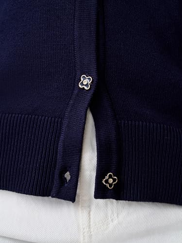 Image of Cable & Gauge Women's Button Cardigan Sweater - Lightweight Cardigans for Women with 3 /4 Sleeves, Crew Neck & Soft Stretch Fabric