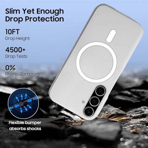 Image of SHINESTAR Back Cover for Samsung Galaxy A56 5G | Frosted Semi-Transparent Slim Case | Only Compatible with Wireless Magnetic Accessories | Hard Back, Matte Finish - White