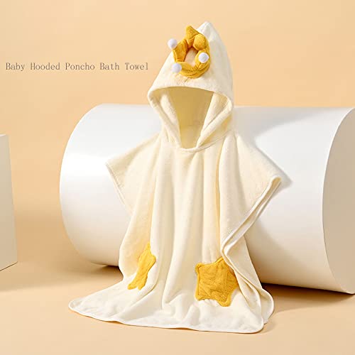 Image of Baby Hooded Poncho Bath Towel, Ultra Soft Quick-Dry Washcloth Baby Bath Towel Ultra Soft Hooded Towel Highly Absorbent Bathrobe Blanket (White)