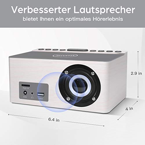 ANJANK Radiosveglia digitale in legno con ricarica...