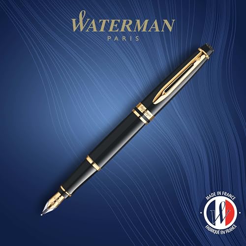 Waterman Expert GT Fountain Pen Black Gold Trim Fine Nib