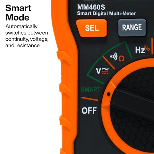 Image of Klein Tools MM460S Smart Digital Multimeter, 600V AC /DC Auto-Ranging TRMS, Voltage Tester, Backlit Display, Hands-Free Operation, Professional Electrical Tester