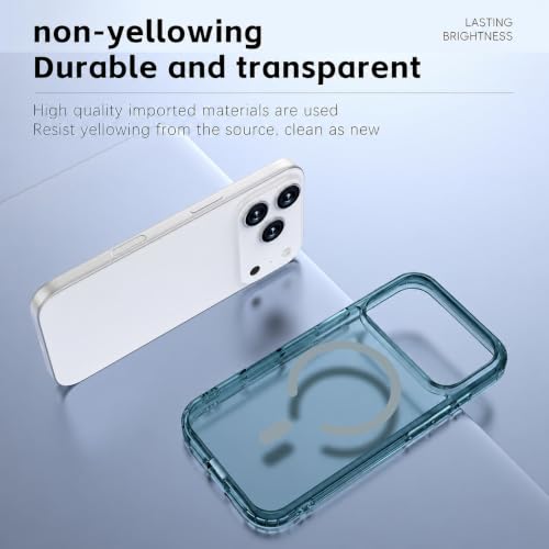 Image of Elzzi Anti Scratch Semi Translucent Cover for iPhone 17 Pro Case, Premium PC + TPU Magnetic Phone Cases Drop Proof, Compatible with Magsafe Slim Never Yellowing Shockproof - Blue