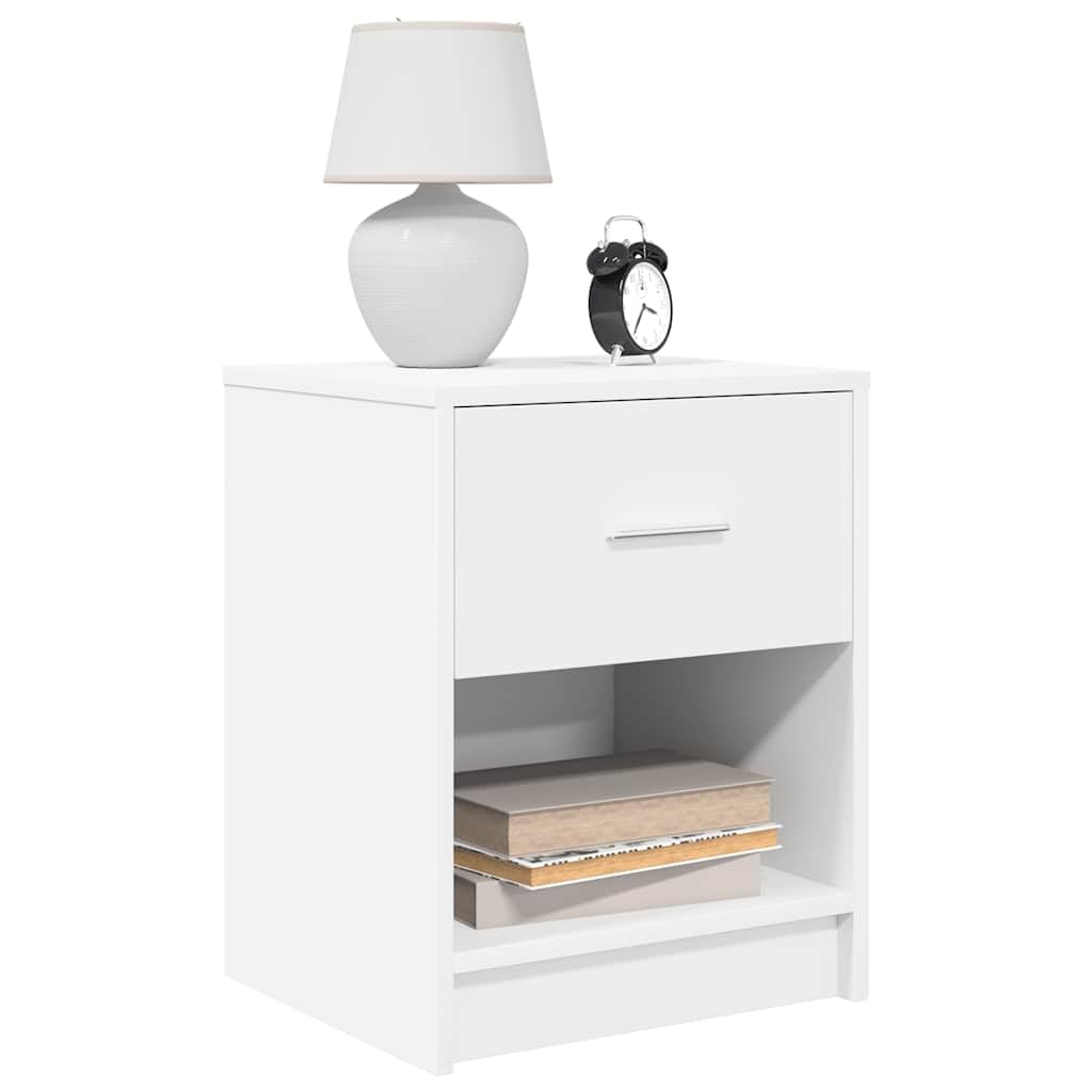 Table de chevet avec tiroir lot de 2 blanc 40x34x50 cm moderne