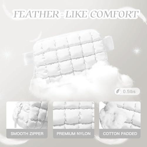 Image of Gitus Trending Gifts for Women Puffer Crossbody Bags for Women Belt Bag Fanny Pack with Adjustable Straps Lightweight Quilted Puffy Bag Woman Gifts (White)