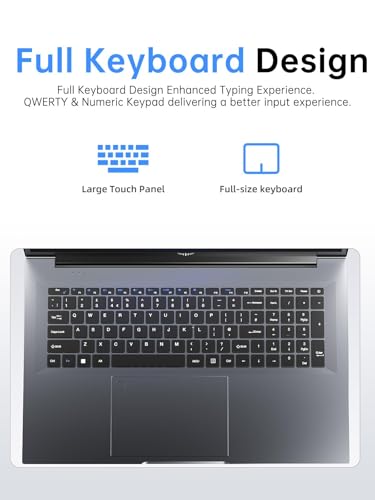 Image of MALLRACE Gaming Laptop,18.5 inch Laptop with Intel Quad-Core Processor (Up to 3.6GHz),8000 mAh Battery,16GB DDR4 RAM 512GB SSD, WiFi 6, Webcam,2026 Windows 11 Laptop Computer for Video Editing