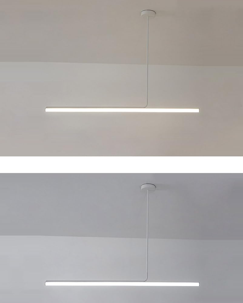 Lampadario a Sospensione LED Moderno, lampadario Regolabile da 40 W con Telecomando, Design lineare per Sala da Pranzo, Cucina, Ufficio, Ristorante - Bianco, 120 cm