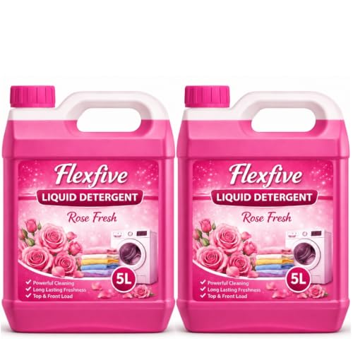 Flexfive Liquid Detergent – Swiss Rose Fragrance, 10L | Gentle on Fabric | Powerful Stain Removal | Long-Lasting Floral Freshness | For Machine & Hand Wash (Pack of 2)