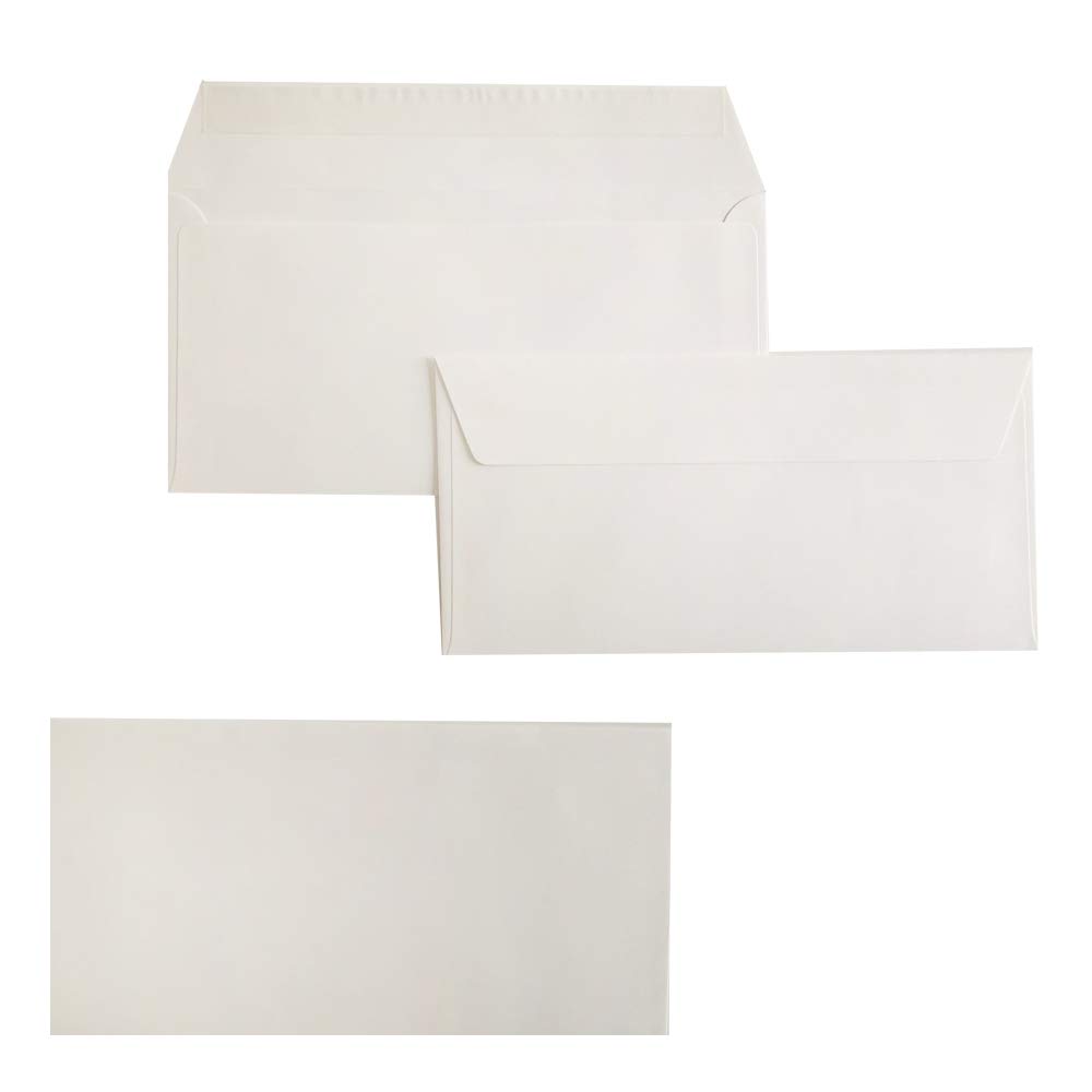 Enveloppes format DIN long, 110 x 220 mm, 120 g, rabat droit avec patte autocollante, idéales pour anniversaire, mariage, invitations, cartes de vœux, Noël 150 x 50 Ivoire